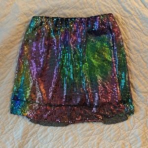Akira Oil Slick Iridescent Chainmail Skirt
